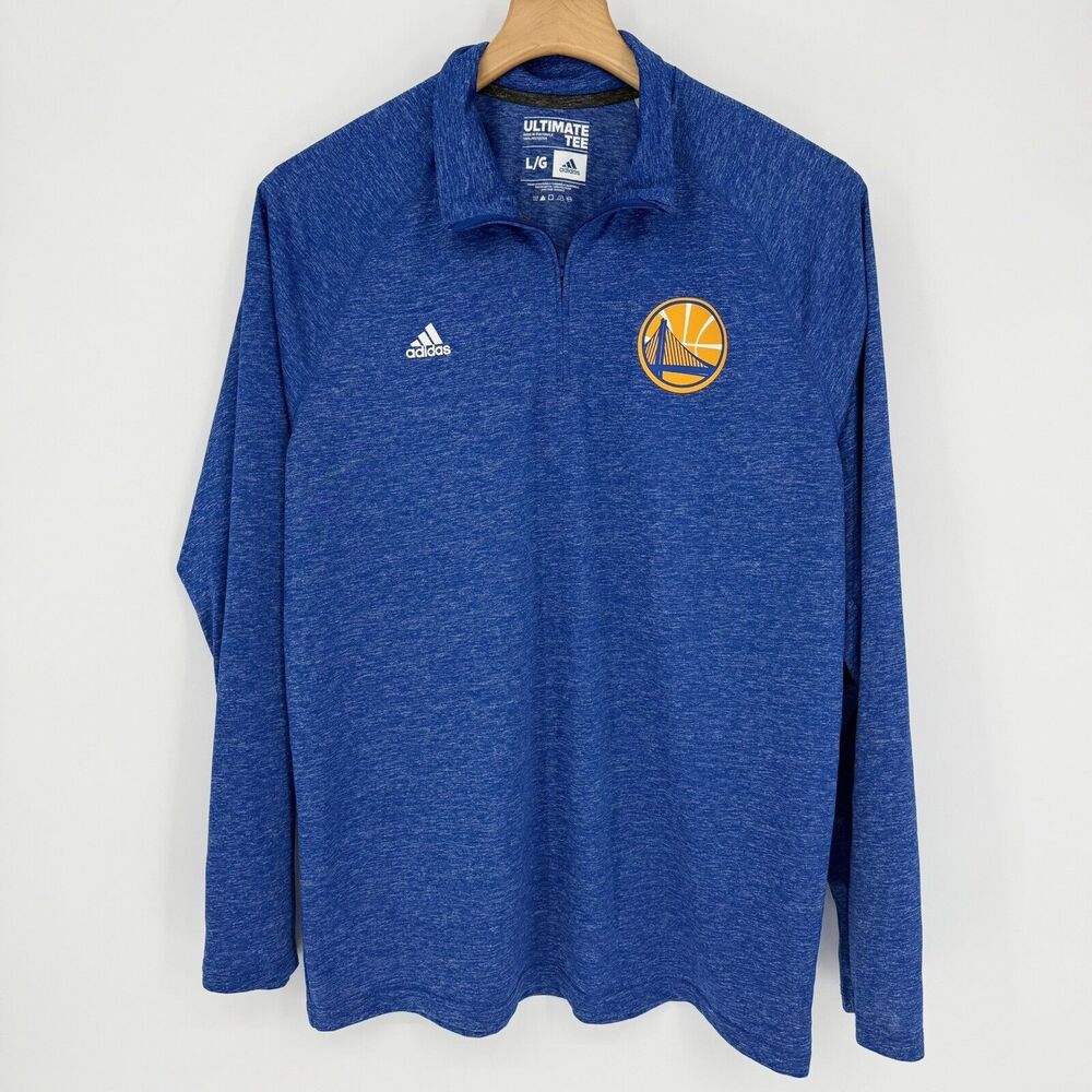 Golden State Warriors Adidas Climalite 1/4 Zip Warm‎ Up Pull Over Shirt- Men's L